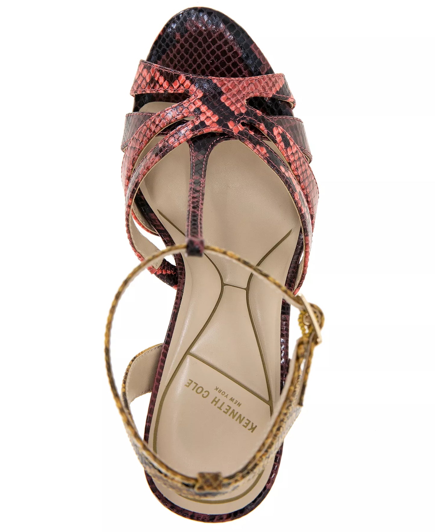 Kenneth Cole New York Women's Liona T-Strap Dress Sandals  Multi Postal Snake Size 8