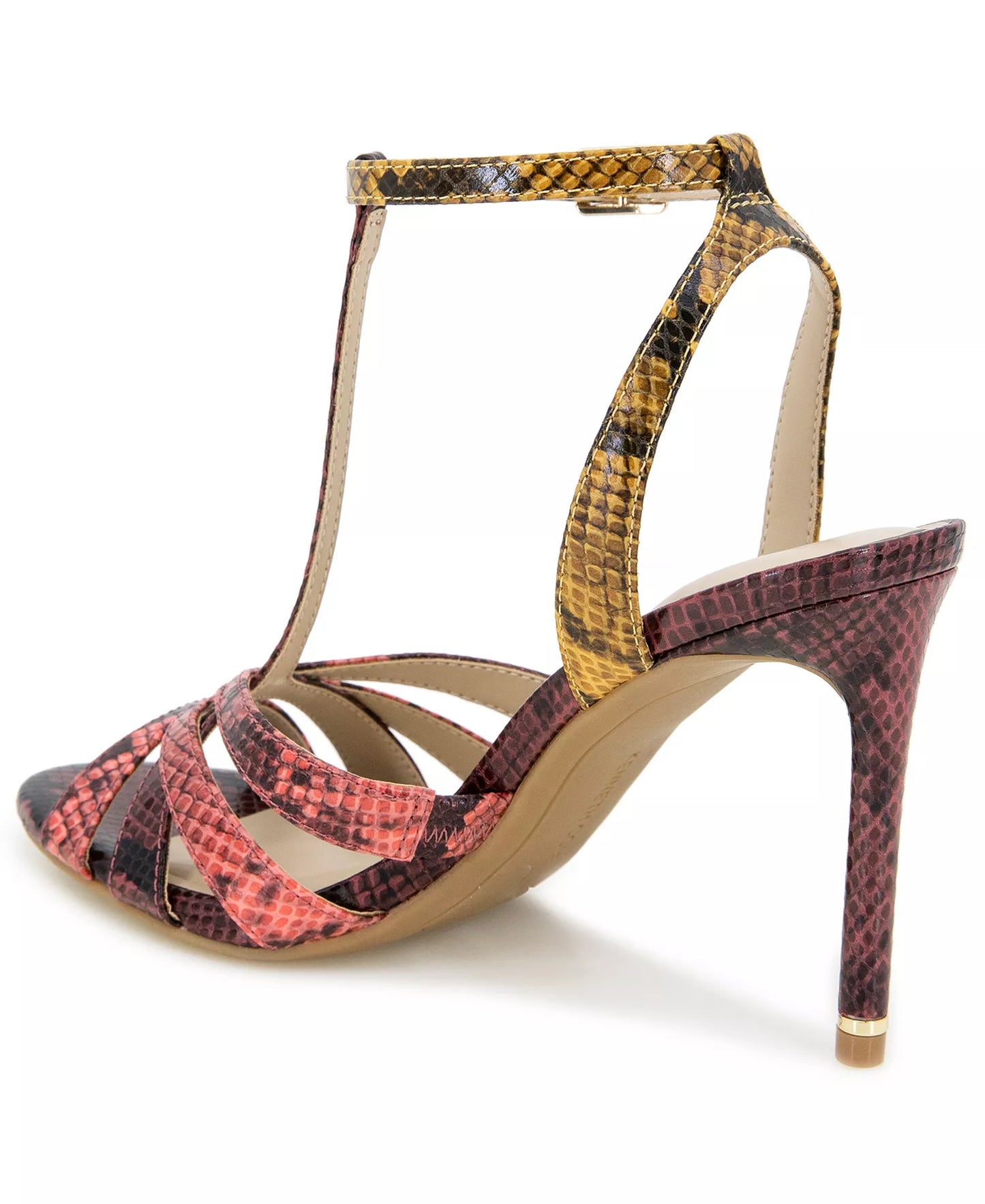 Kenneth Cole New York Women's Liona T-Strap Dress Sandals  Multi Postal Snake Size 8