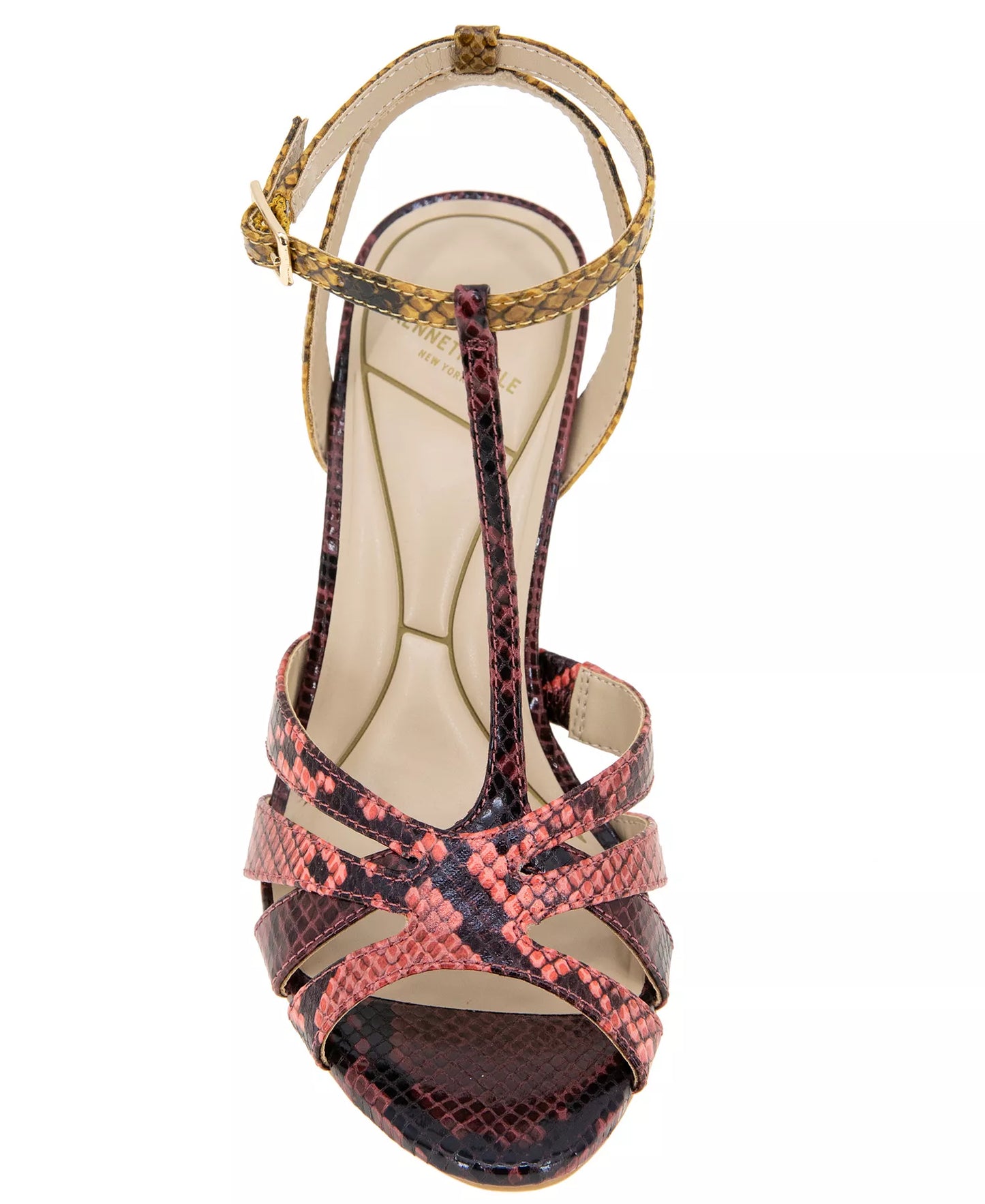 Kenneth Cole New York Women's Liona T-Strap Dress Sandals  Multi Postal Snake Size 8