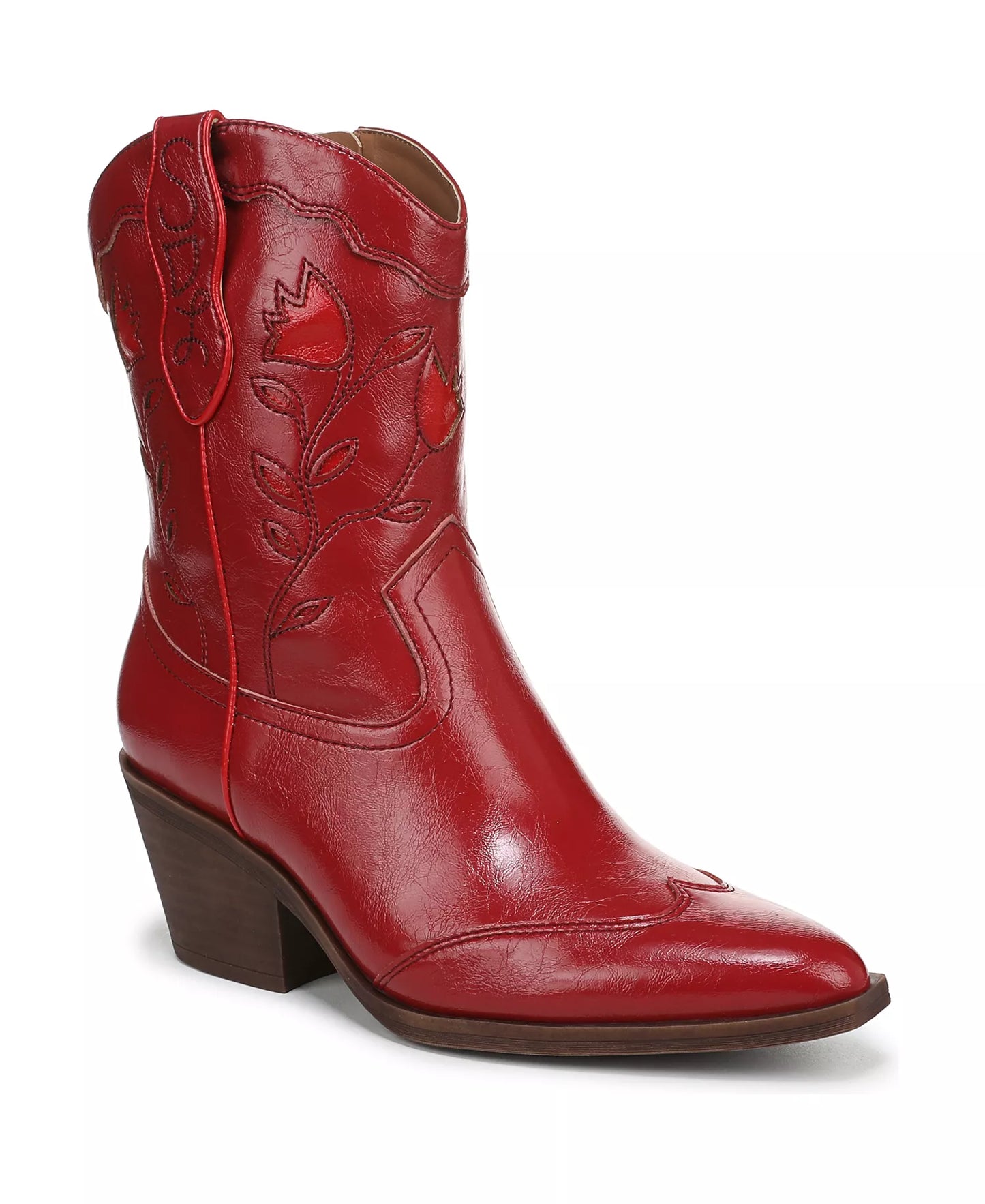 Sam & Libby Women's Flash Block Heel Western Booties  Red Size 6