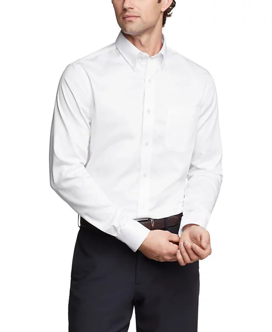 Tommy Hilfiger Men's Slim Fit Stretch Twill Dress Shirt  White Size L 16.5 34/35