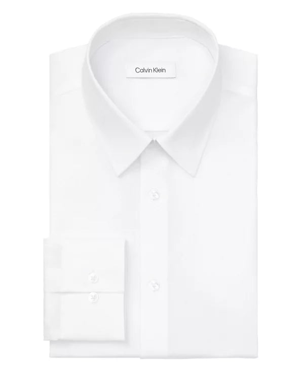 Calvin Klein Men's Stretch Slim Fit Dress Shirt  White 16 34/35