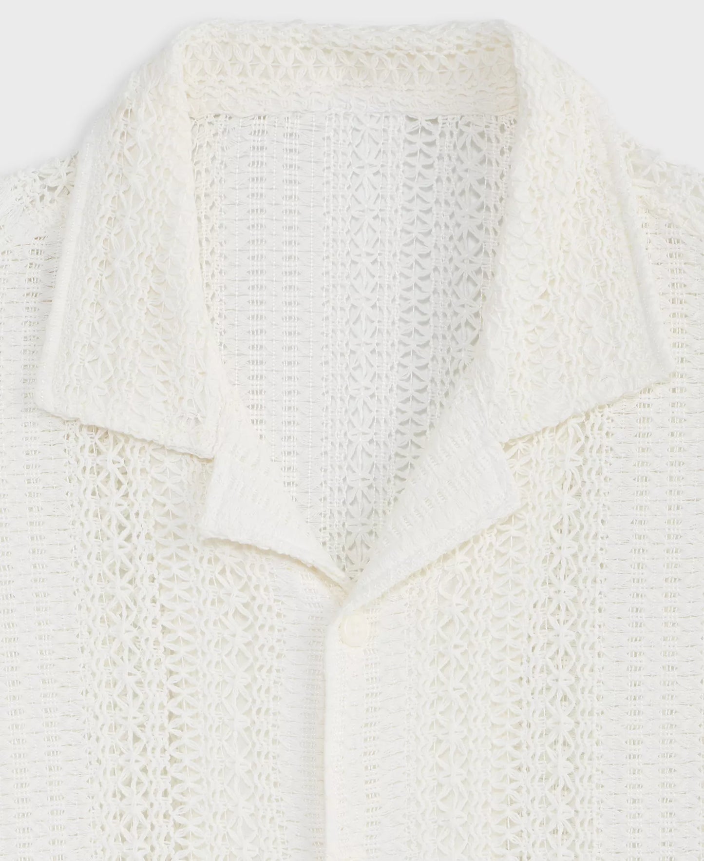 Mode of One Men's Relaxed-Fit Textured Crochet Button-Down Camp Shirt  Neo Natural Size S