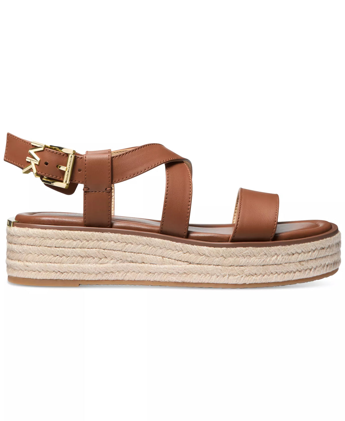 Michael Kors Women's Lynn Buckle Espadrille Sandals  Luggage Leather Size 9.5
