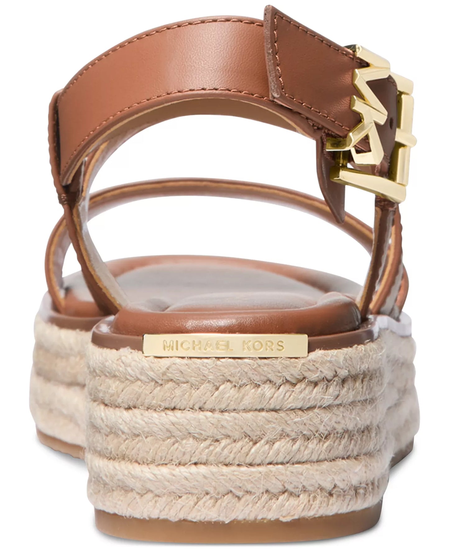 Michael Kors Women's Lynn Buckle Espadrille Sandals  Luggage Leather Size 9.5
