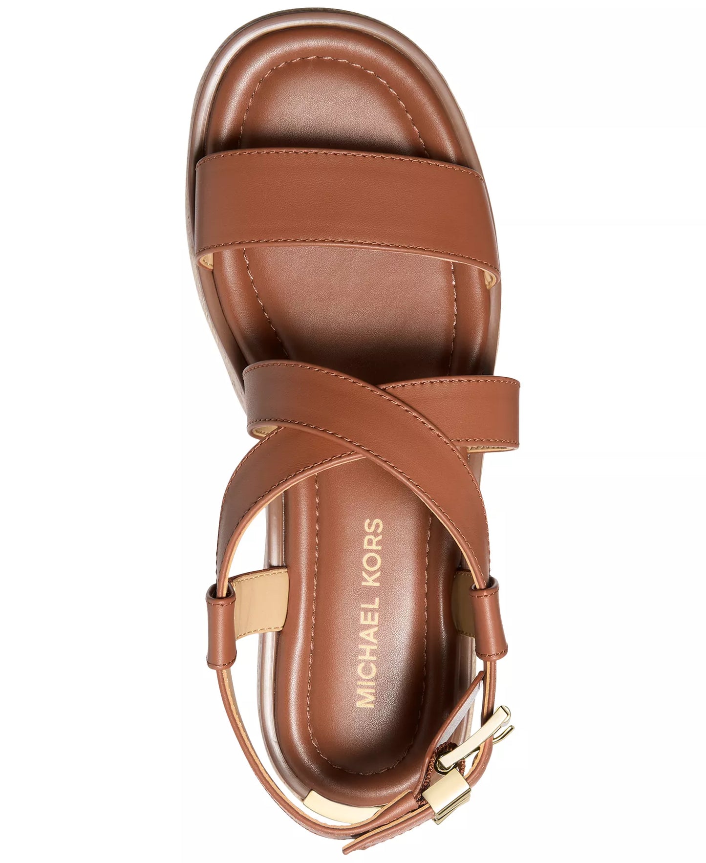 Michael Kors Women's Lynn Buckle Espadrille Sandals  Luggage Leather Size 9.5