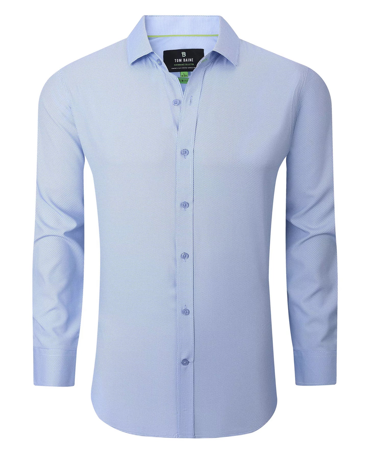 Tom Baine Men's Stretch Geo Print Button Down Dress Shirt  Blue Pattern Size S