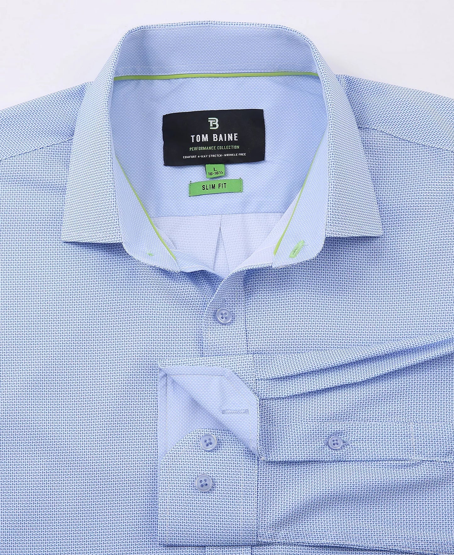 Tom Baine Men's Stretch Geo Print Button Down Dress Shirt  Blue Pattern Size S