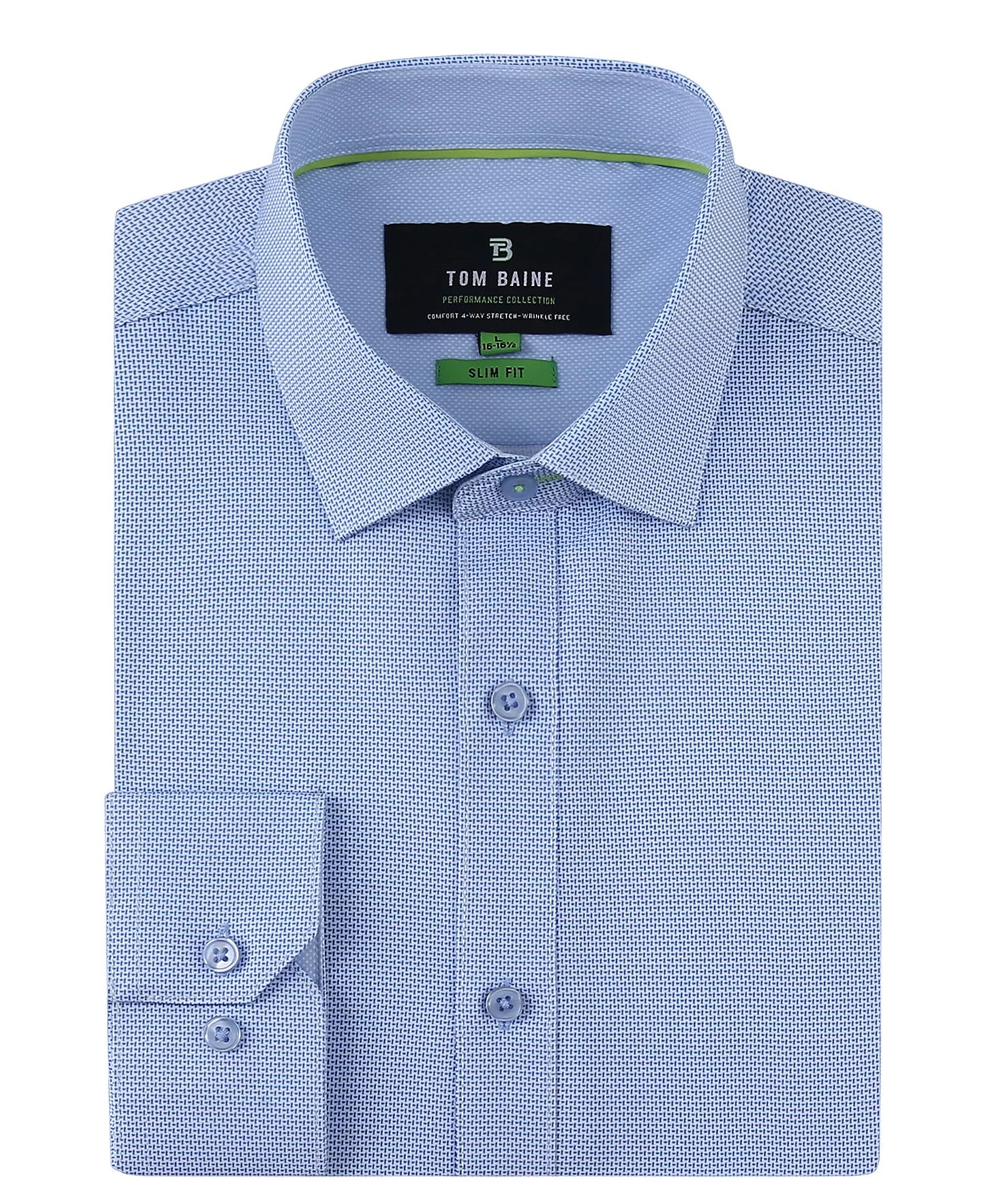 Tom Baine Men's Stretch Geo Print Button Down Dress Shirt  Blue Pattern Size S