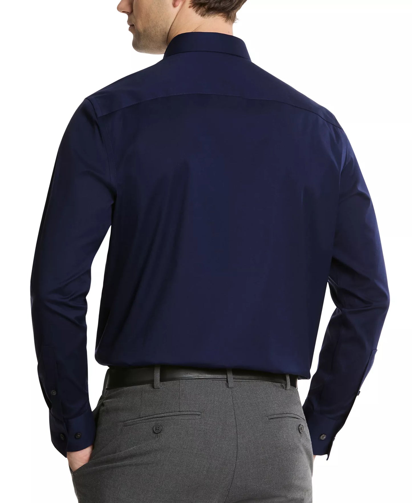 Calvin Klein Men's Refined Cotton Stretch Regular Fit Dress Shirt  Navy 16.5 32/33