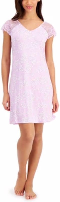 Charter Club Women's Lace-Sleeve Chemise Nightgown  Color Chainstitch Flo Size XS