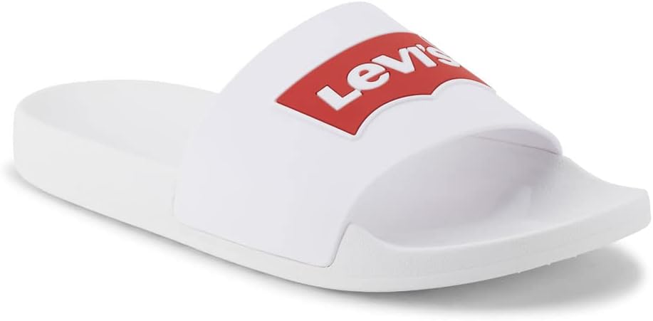 Levi's Men's Batwing-Logo Slides  White Size 9