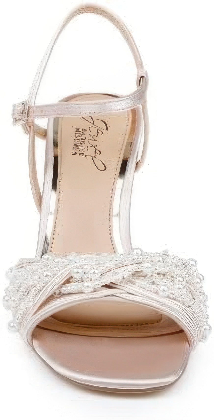 Jewel Badgley Mischka Women's Fanny Pearl Stiletto Heel Sandals  Silver Metallic Size 7.5