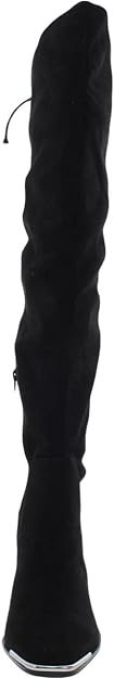 BCBGeneration Women's Abanna Square Toe Thigh High Boots  Color Black Microsuede Size 7.5M