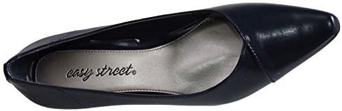 Easy Street Womens Chiffon Pointed Toe Kitten Pumps  Navy Size 9W