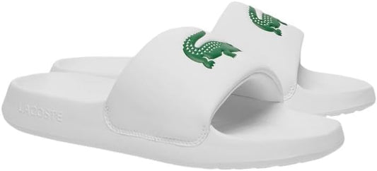 Lacoste Men's Logo Serve Slides 1.0  White/Green Size 9