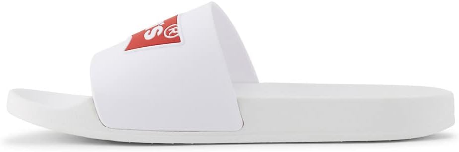 Levi's Men's Batwing-Logo Slides  White Size 10