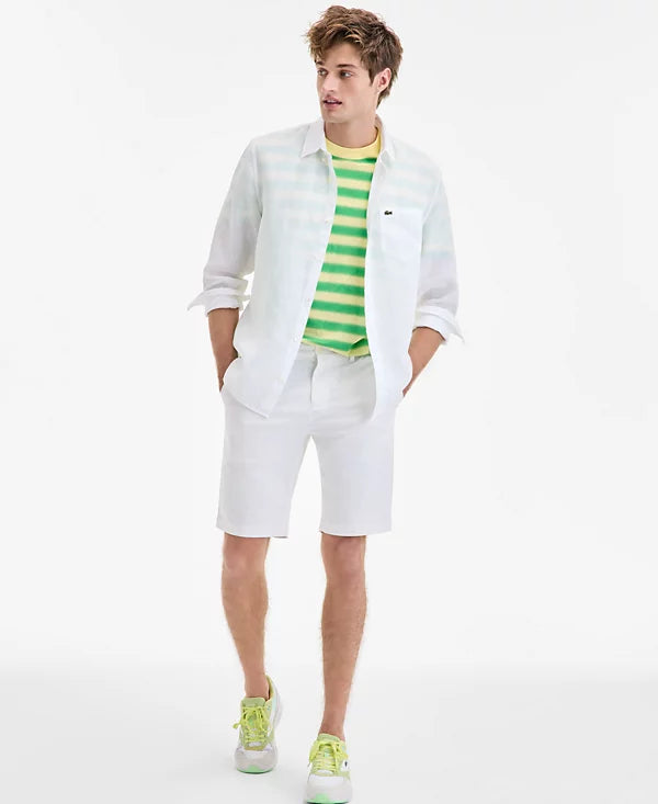 Lacoste Men's Regular-Fit Linen Shirt  White Size M