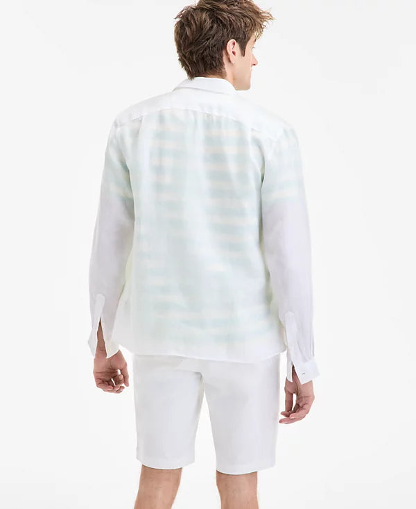Lacoste Men's Regular-Fit Linen Shirt  White Size M