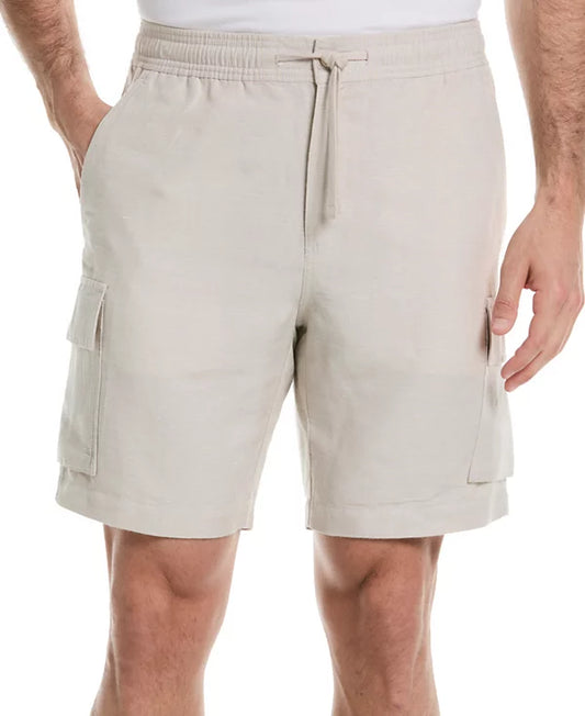 Cubavera Men's 8" Drawstring Linen Cargo Shorts  Island Fossil Size S