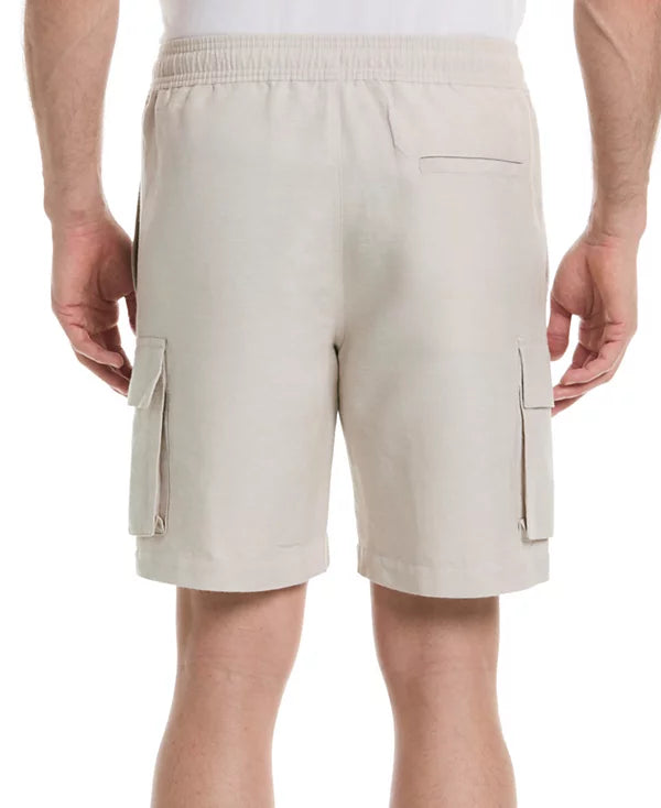 Cubavera Men's 8" Drawstring Linen Cargo Shorts  Island Fossil Size S