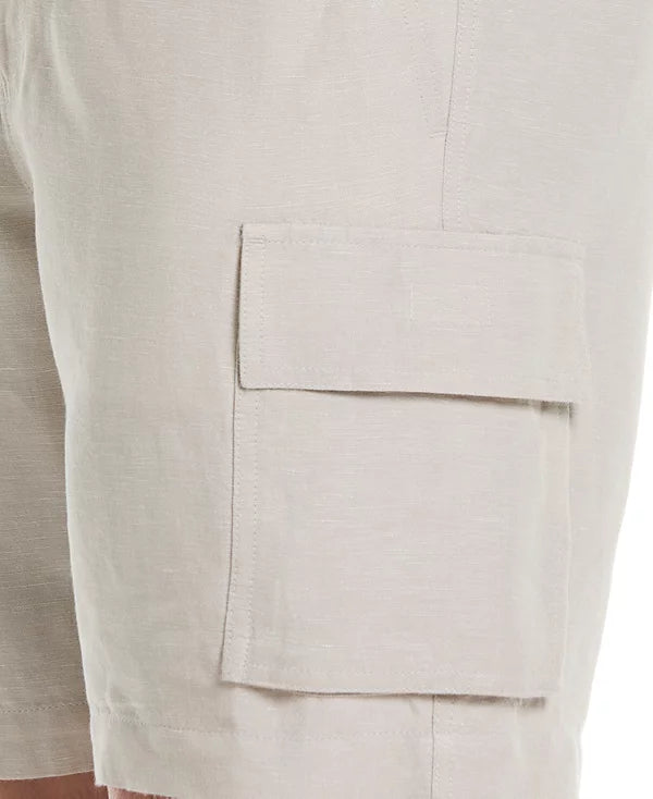Cubavera Men's 8" Drawstring Linen Cargo Shorts  Island Fossil Size S