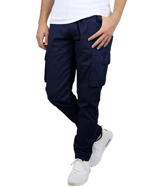 Blu Rock Men's Flex Stretch Cotton Cargo Pants  Navy Size 34