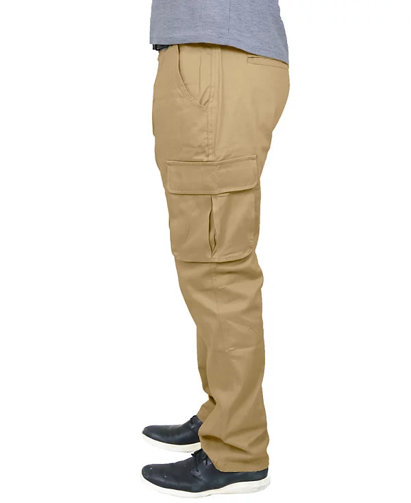 Blu Rock Men's Flex Stretch Cargo Pants  Khaki Size 36
