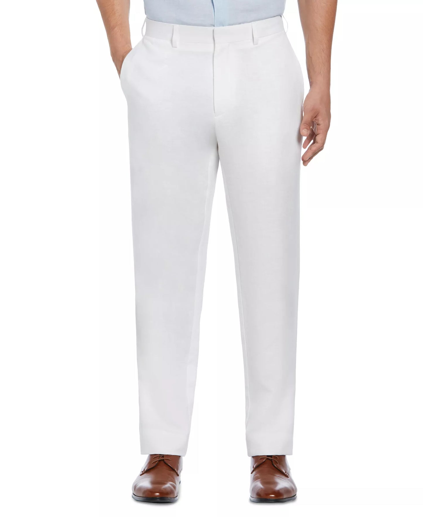 Cubavera Men's Flat Front Linen Pants  Bright White W38xL32