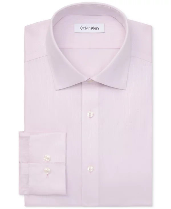 Calvin Klein Men's Steel Stretch Slim-Fit Dress Shirt  Pink 15.5 34/35