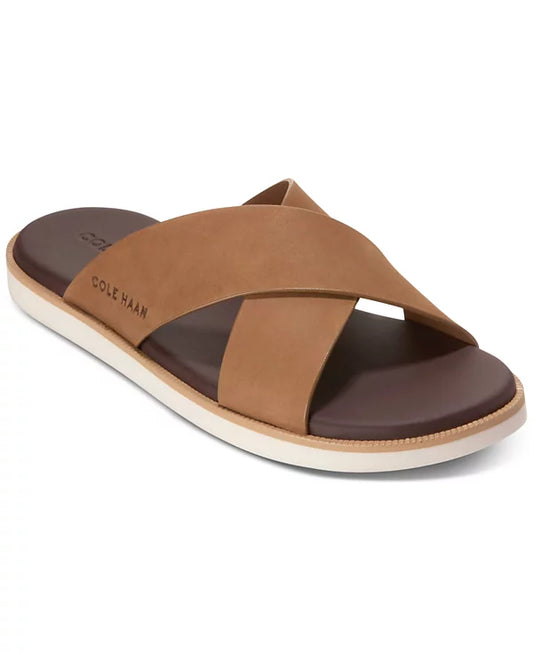 Cole Haan Men's Nantucket Cross Strap Slide Sandal  Toffee Nubuck Size 9
