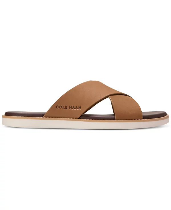 Cole Haan Men's Nantucket Cross Strap Slide Sandal  Toffee Nubuck Size 9