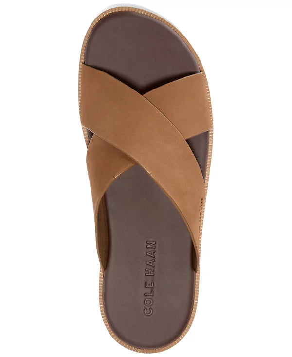 Cole Haan Men's Nantucket Cross Strap Slide Sandal  Toffee Nubuck Size 9