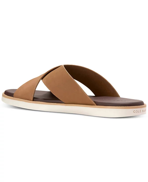 Cole Haan Men's Nantucket Cross Strap Slide Sandal  Toffee Nubuck Size 9