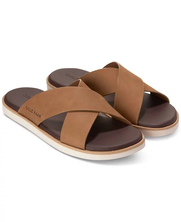 Cole Haan Men's Nantucket Cross Strap Slide Sandal  Toffee Nubuck Size 9