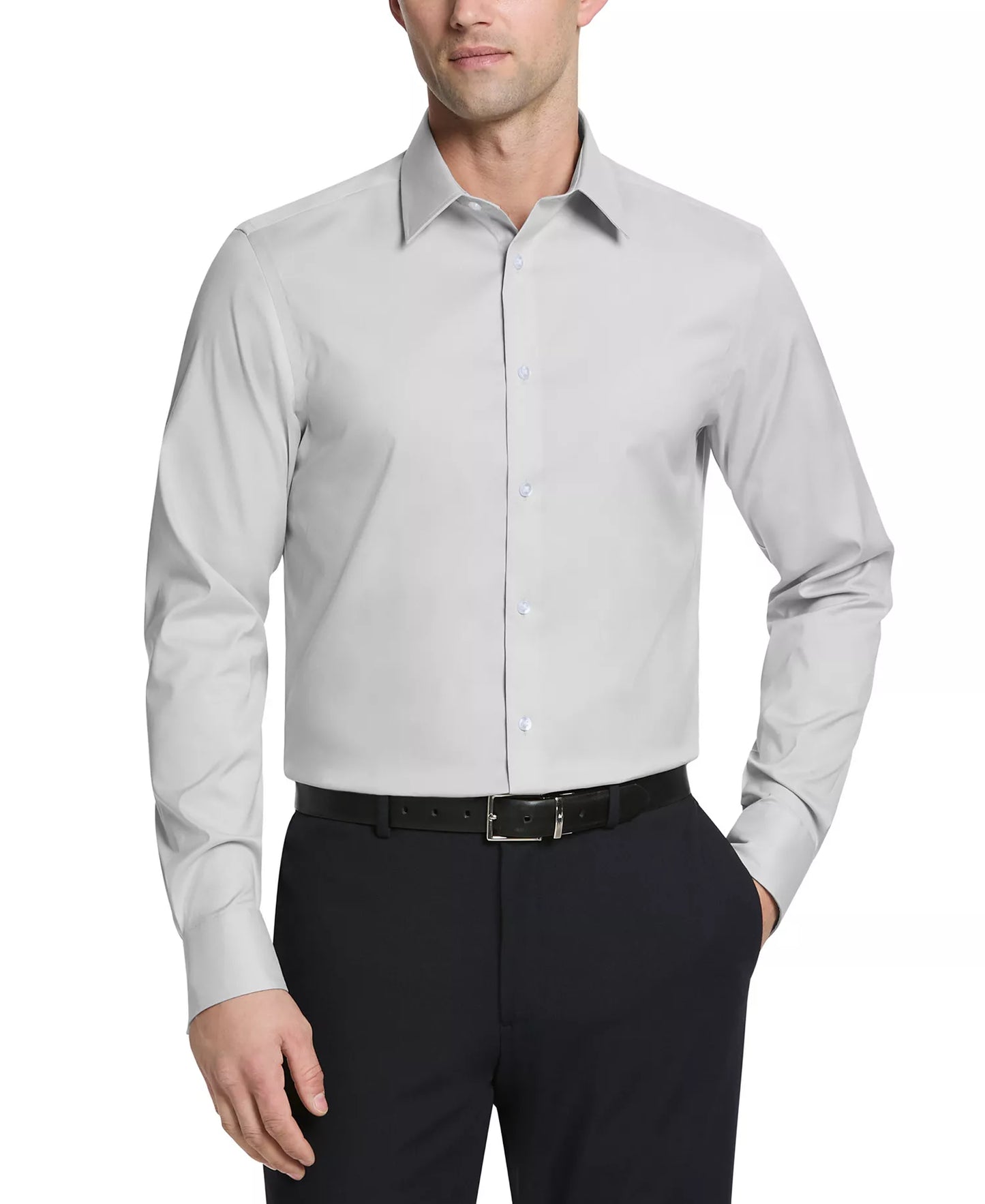 Calvin Klein Men's Slim-Fit Dress Shirt  Gray 15 34/35