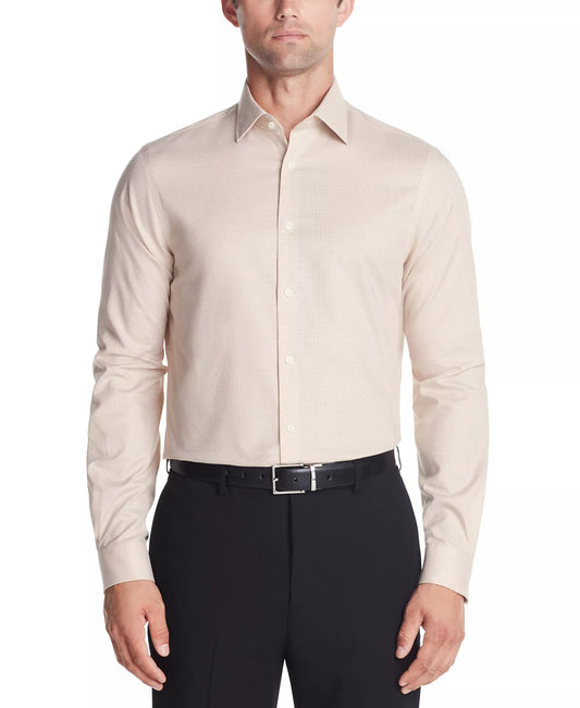 Michael Kors Men's Regular-Fit Comfort Stretch Dress Shirt  Taupe 16 34/35