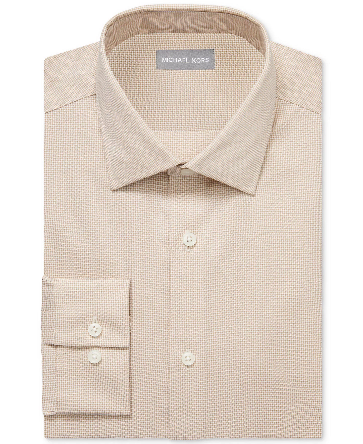 Michael Kors Men's Regular-Fit Comfort Stretch Dress Shirt  Taupe 16 34/35
