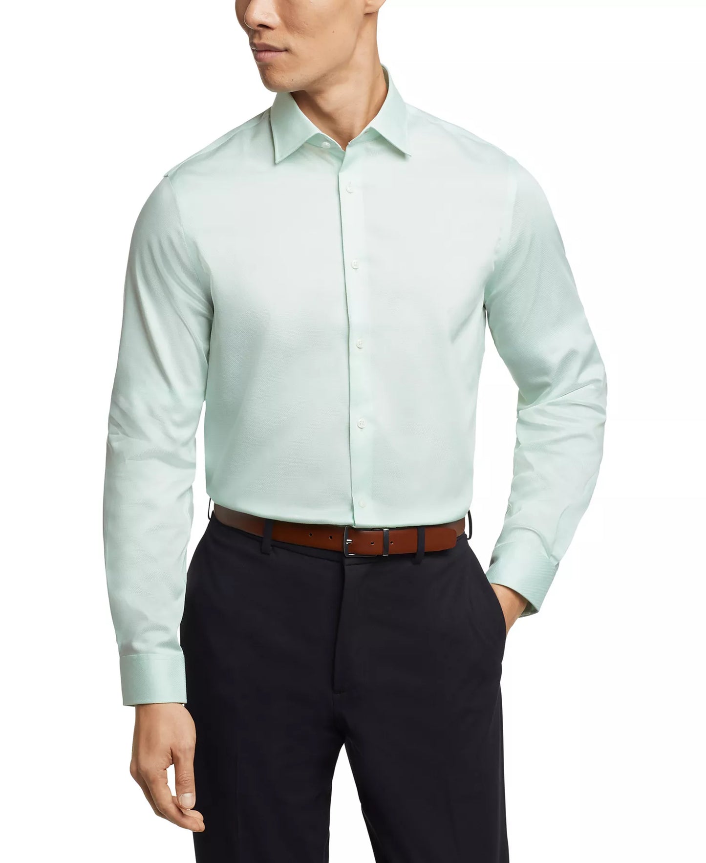 Michael Kors Men's Regular-Fit Comfort Stretch Dress Shirt  Green Frost 15.5 32/33