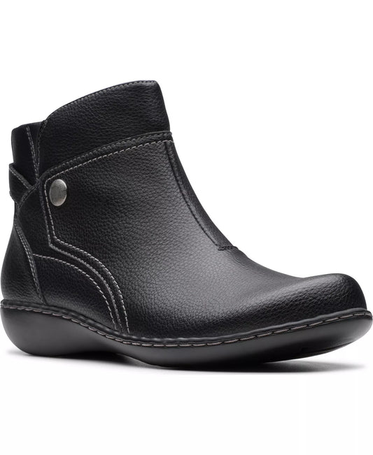 Clarks Women's Collection Ashland Mabel Flat Boots  Black Tumbled Size 7