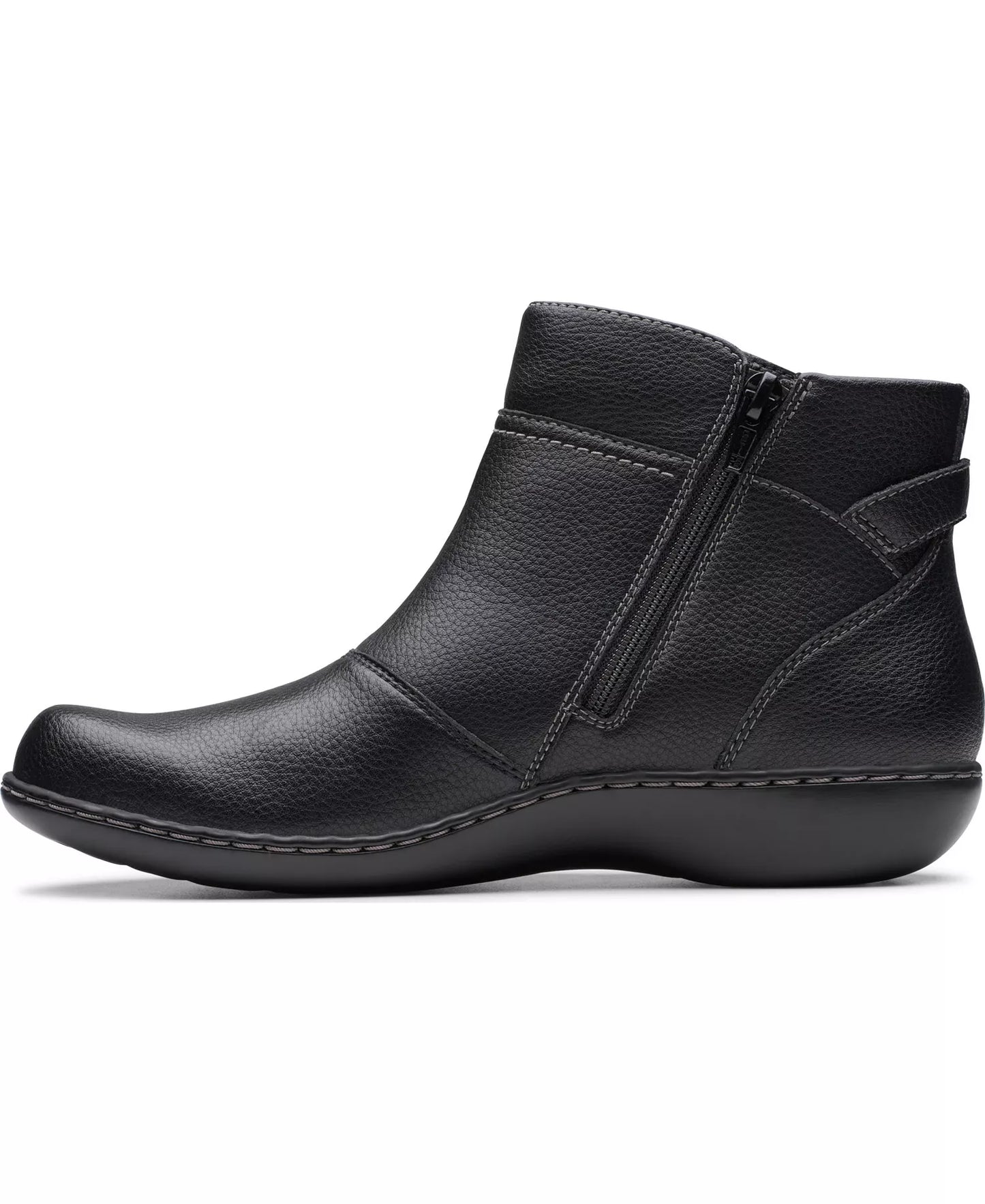 Clarks Women's Collection Ashland Mabel Flat Boots  Black Tumbled Size 7