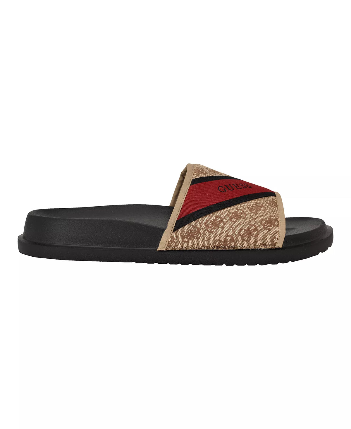GUESS Men's Vellden Slip-on Lifted Fashion Slides  Medium natural logo multi Size 10