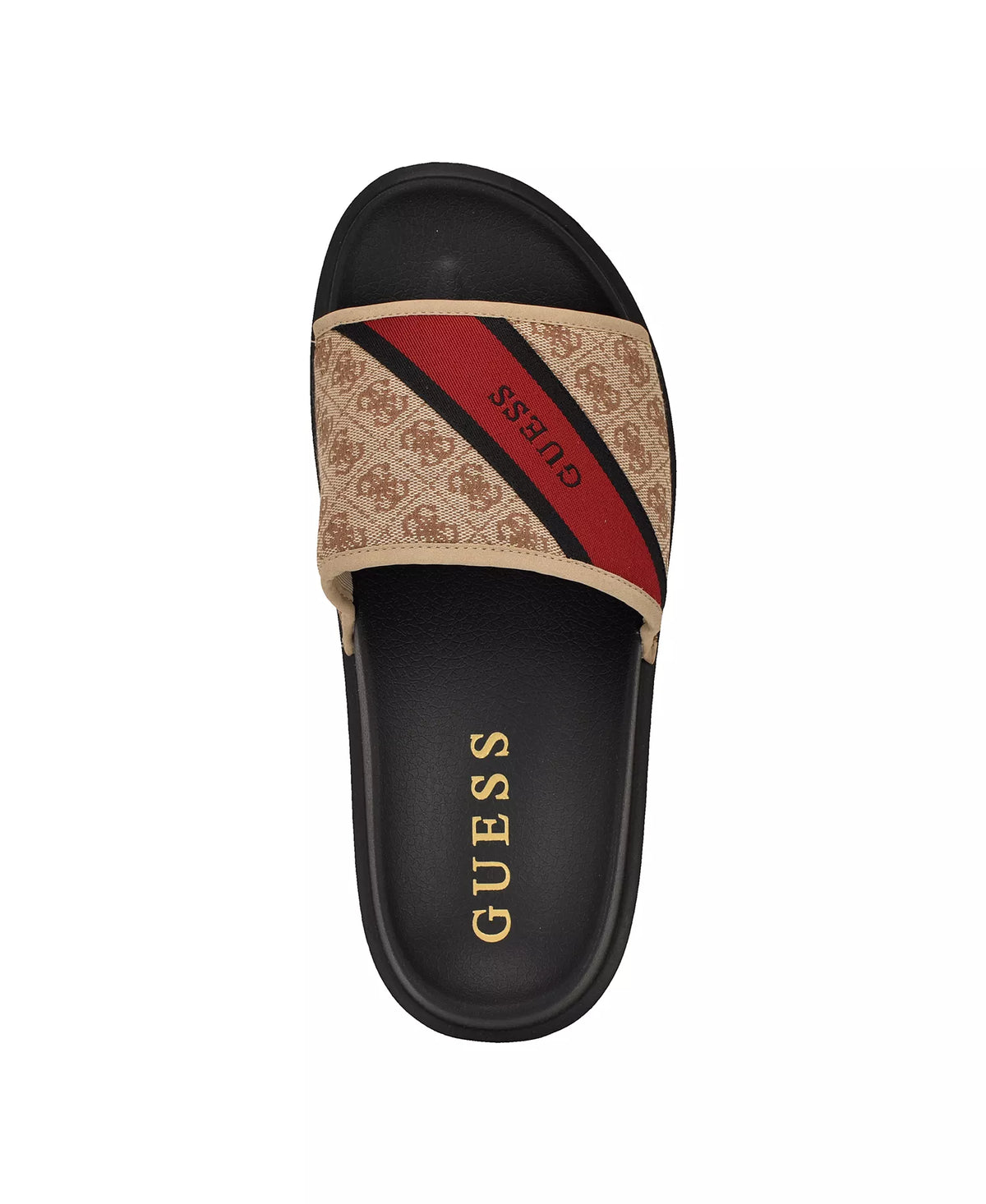 GUESS Men's Vellden Slip-on Lifted Fashion Slides  Medium natural logo multi Size 10