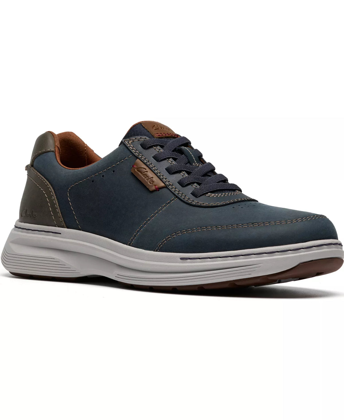 Clarks Men's Craftwell Lace Casual Sneakers  Navy Leather Size 10W