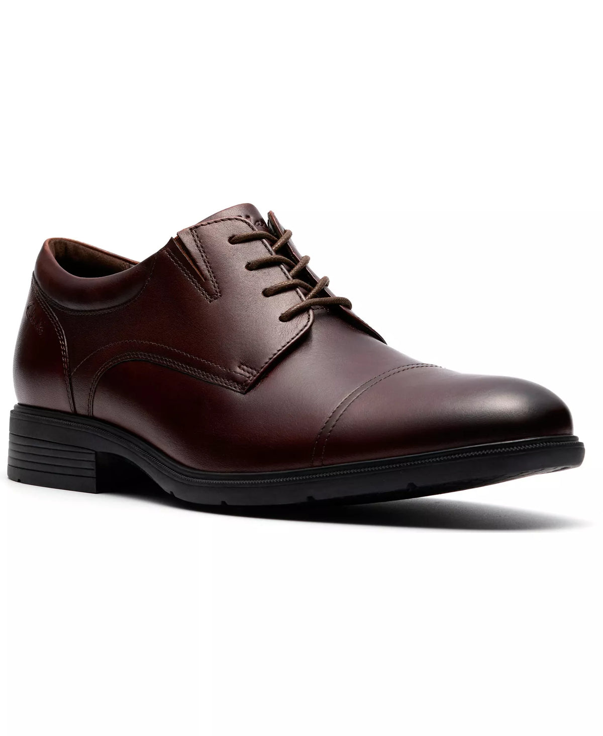 Clarks Men's Steadwell Cap Dress Shoes  Mahogany Leather Size 10.5