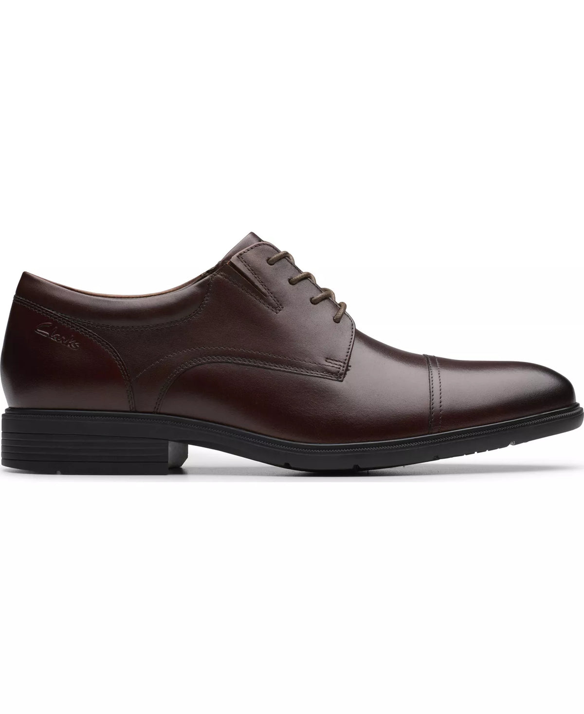 Clarks Men's Steadwell Cap Dress Shoes  Mahogany Leather Size 10.5