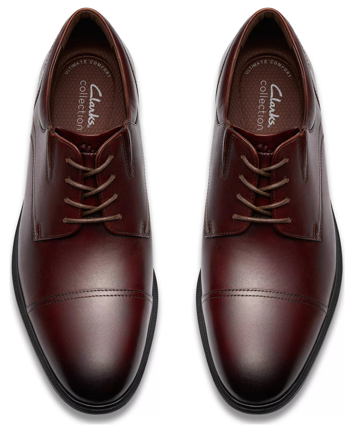 Clarks Men's Steadwell Cap Dress Shoes  Mahogany Leather Size 10.5