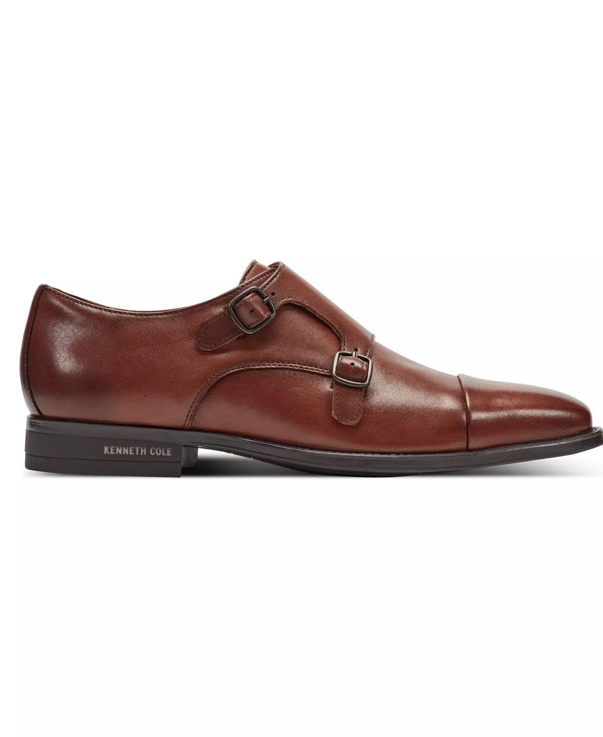 Kenneth Cole New York Men's Charles Double Monk Strap Dress Shoes  Medium Brown Leather Size 8