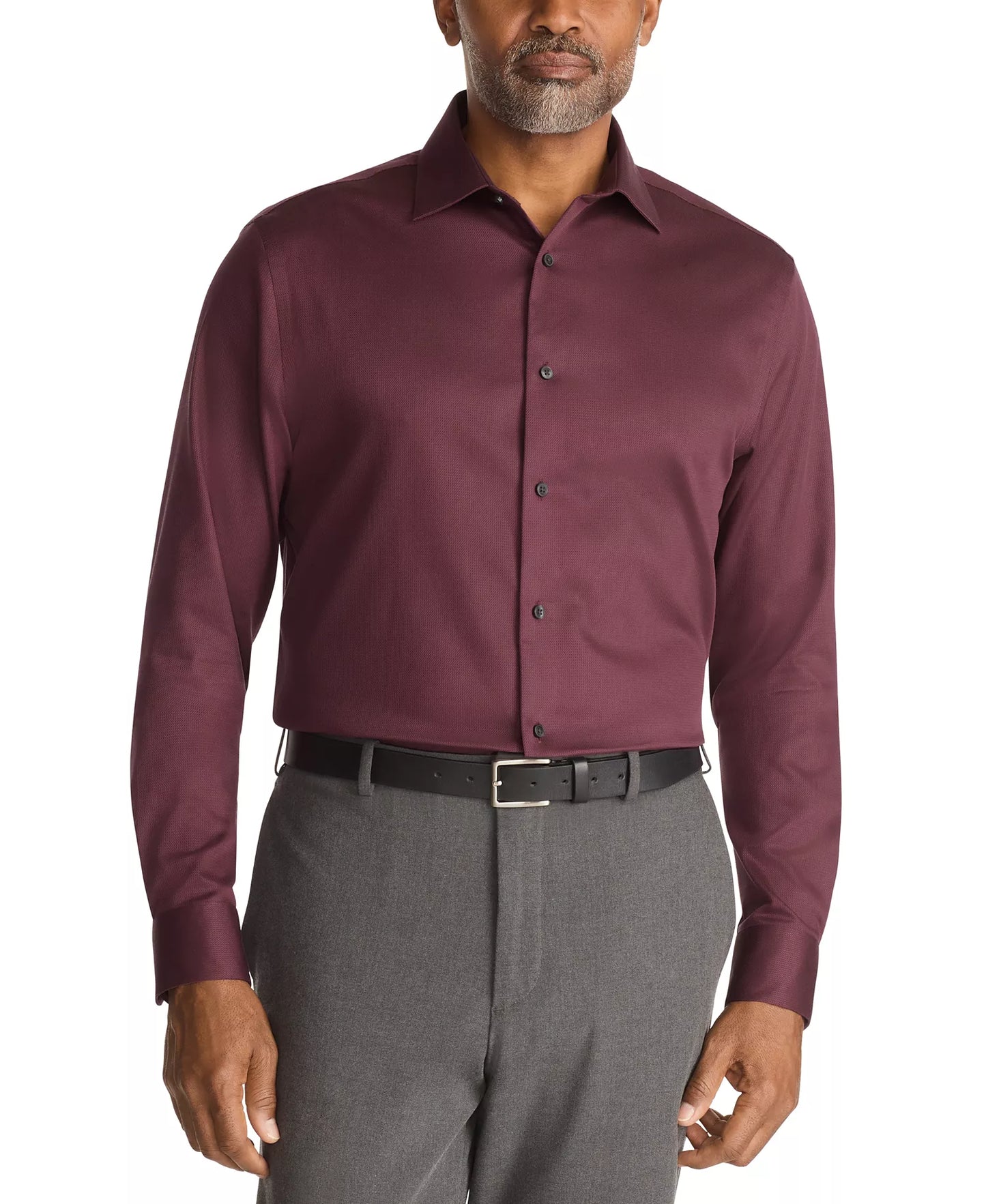 Calvin Klein STEEL+ Men's Regular-Fit Dress Shirt  Bordeaux 16.5 34/35