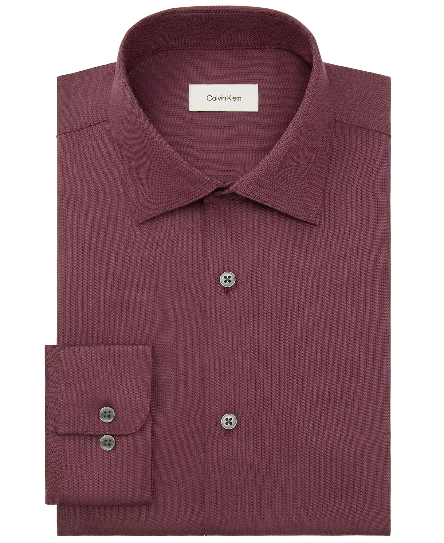 Calvin Klein STEEL+ Men's Regular-Fit Dress Shirt  Bordeaux 16.5 34/35